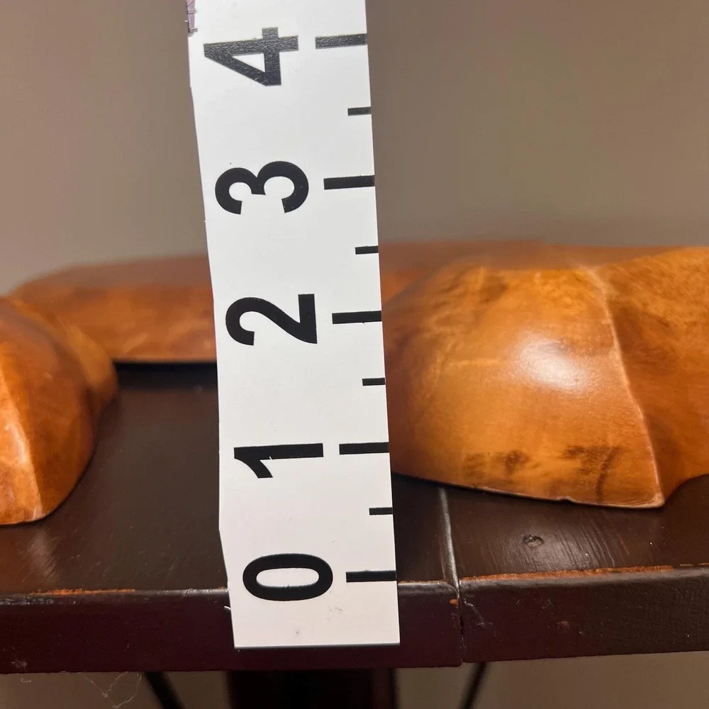 VTG Hand Carved Monkey Pod Wood Divided Serving Tray with 2 Leaf Snack Bowls mcm